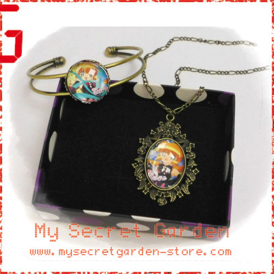 Saint Tail ( Kaitou ) 怪盗セイント・テール Meimi Haneoka Anime Cabochon Bronze Necklace and Bracelet Set